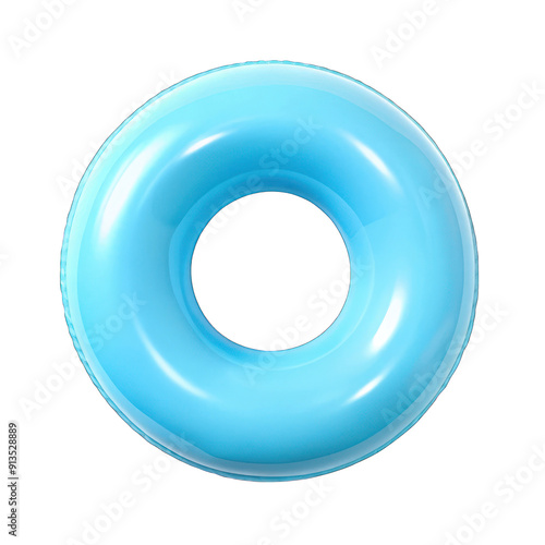 Light blue swimming pool ring top view isolated on transparent background