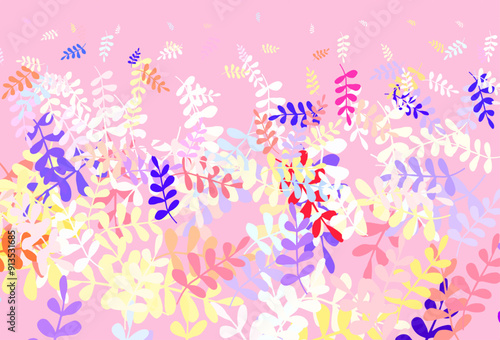 Light Multicolor vector elegant pattern with leaves.