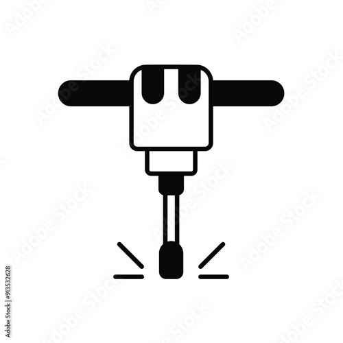 jack hammer glyph icon with white background vector stock illustration