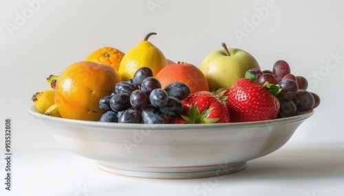 Freshly Arranged Bowl of Colorful Fruits Captured in Natural Light at Home