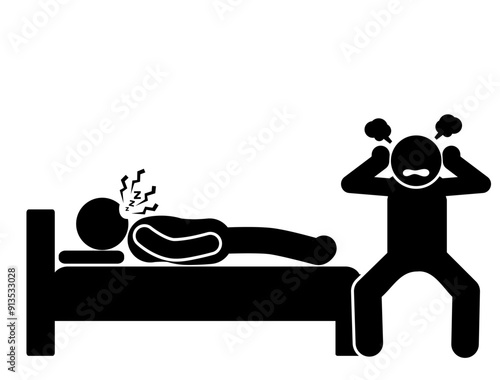dtick figure illustration flat character snoring, noisy