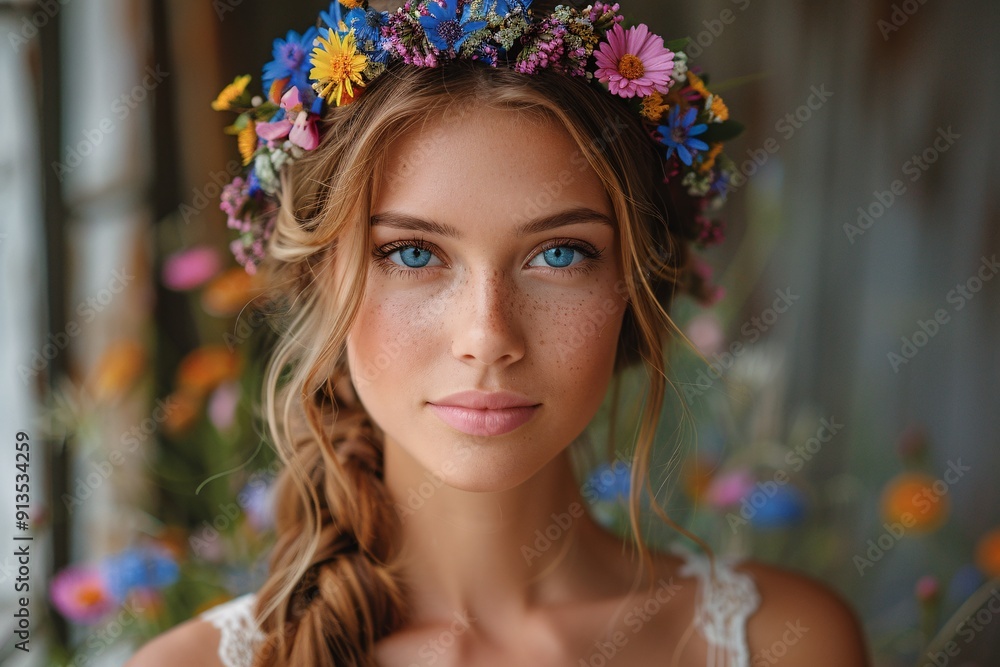 Bohemian Bride with Floral Crown Bohemian Bride with Floral Crown