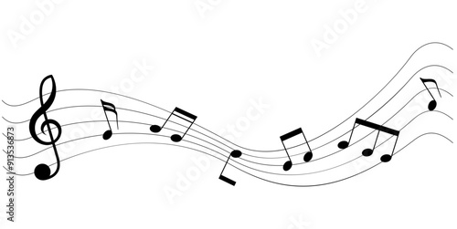 Little musical chords flow in the air. A vector illustration