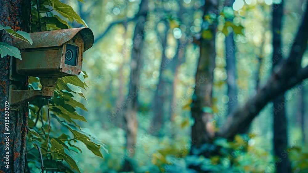 camera for security monitoring near a forest. camera for security monitoring near a forest.