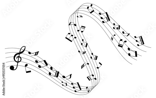 Little curve of music chords and shadow