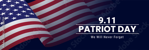 Patriot Day banner, September 11. Patriot day design with united states flag. Vector illustration