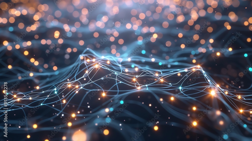 Fototapeta premium Neural network illustration with glowing synapses and connections, representing brain activity