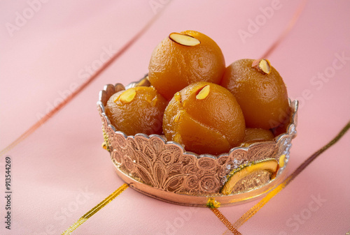 Gulab Jaman with syrup. ai generated  photo