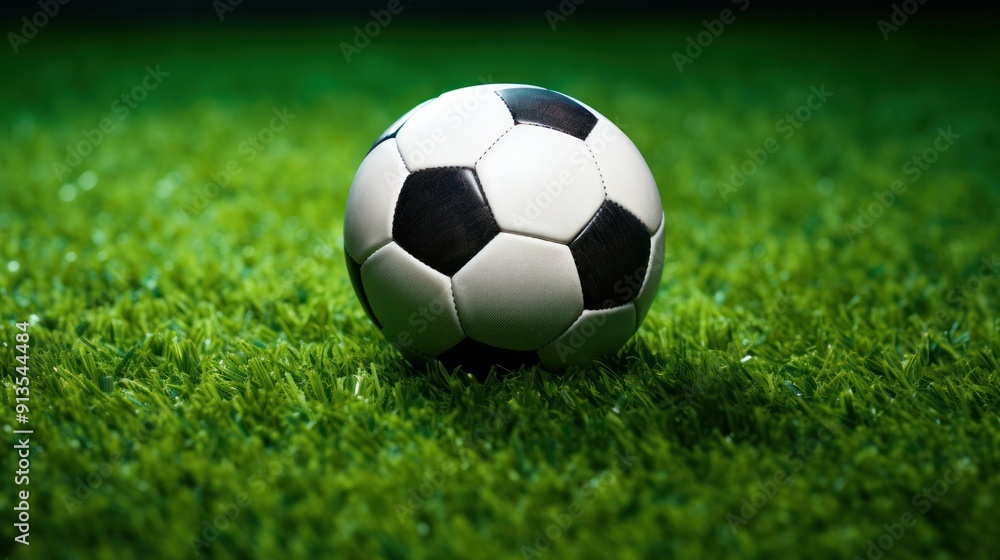 A soccer ball laying on artificial grass, viewed from the top, A soccer ball laying on artificial grass, viewed from the top,