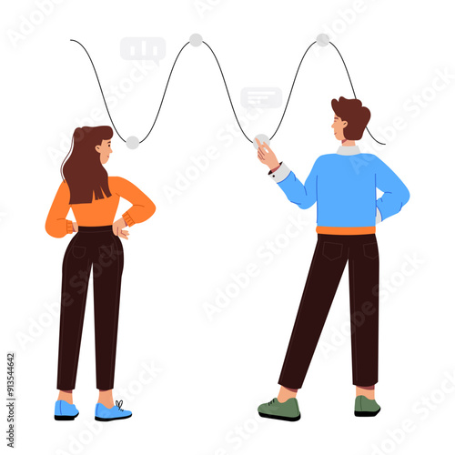 A character based flat style illustration of market analysis 

