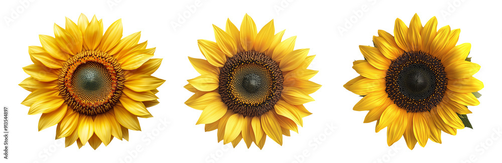 Sunflowers set isolated on transparent background Sunflowers set isolated on transparent background