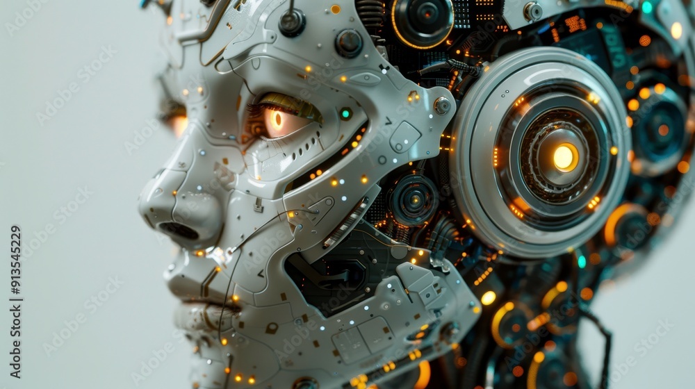 Fototapeta premium Artificial intelligence, 3D illustration, realistic, isolated on white background