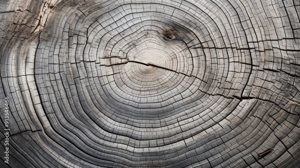 Close-up of the natural warm gray texture of a cut tree trunk with distinct growth rings and wood fibers Close-up of the natural warm gray texture of a cut tree trunk with distinct growth rings and wood fibers