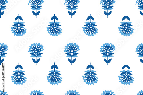 floral ethnic ikat seamless pattern traditional design for background, carpet, wallpaper, clothing, wrapping, fabric, vector illustration, embroidery style, Ajrakh, block print, batik print allovers