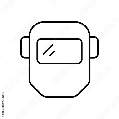 welding mask line icon with white background vector stock illustration