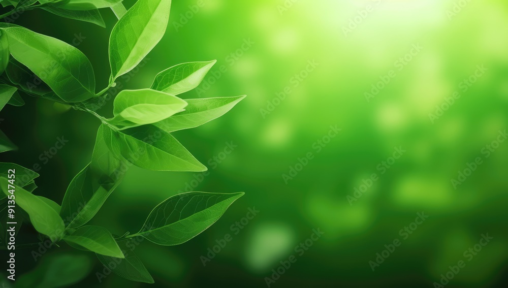 Lush Green Leaves Creating an Eco-Friendly Background With Text Space in a Sunlit Forest Lush Green Leaves Creating an Eco-Friendly Background With Text Space in a Sunlit Forest