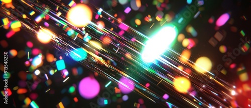 overlay of holographic effects, on black background, Generative AI