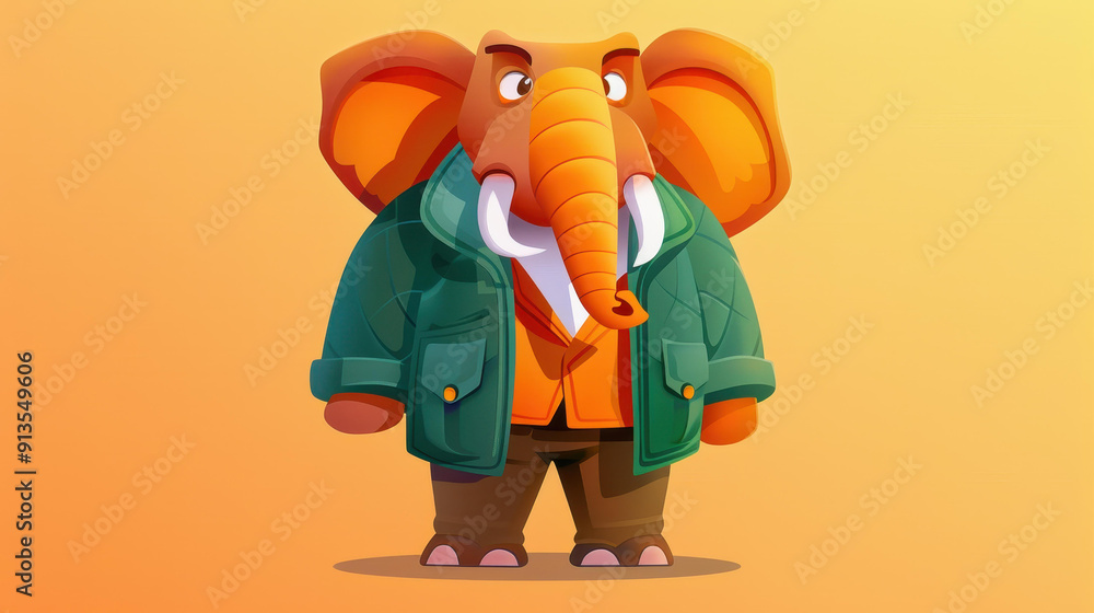 A vibrant 3D cartoon elephant portrait adorned in stylish clothes, showcasing a playful vibe in a modern flat style. A vibrant 3D cartoon elephant portrait adorned in stylish clothes, showcasing a playful vibe in a modern flat style.