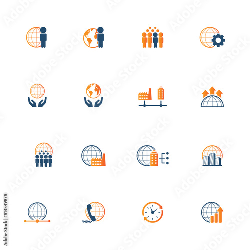 Universal business management and human resources icon set. Universal icons for web and mobile. Vector.	