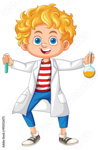 Young Scientist with Test Tubes