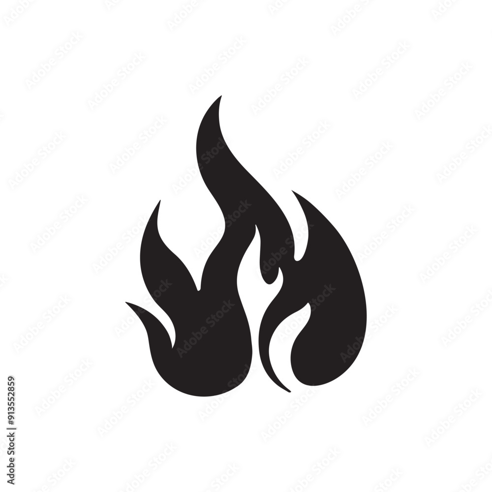 Big flame silhouette. Detailed flame print for t-shirt, banner, logo design. Flame picture isolated on white background. Vector illustration Big flame silhouette. Detailed flame print for t-shirt, banner, logo design. Flame picture isolated on white background. Vector illustration