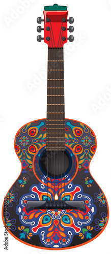 Colorful Mexican Guitar Illustration