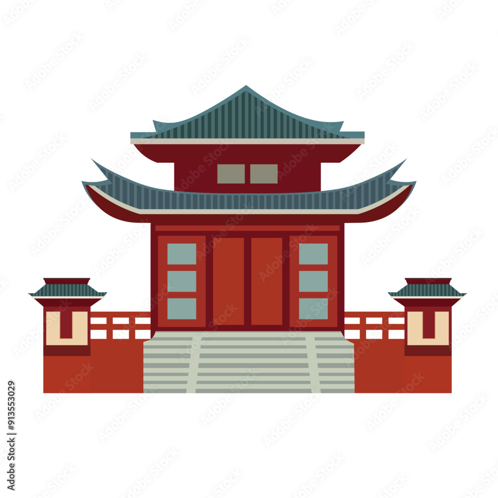 Cartoon chinese house building flat icon vector illustration Cartoon chinese house building flat icon vector illustration