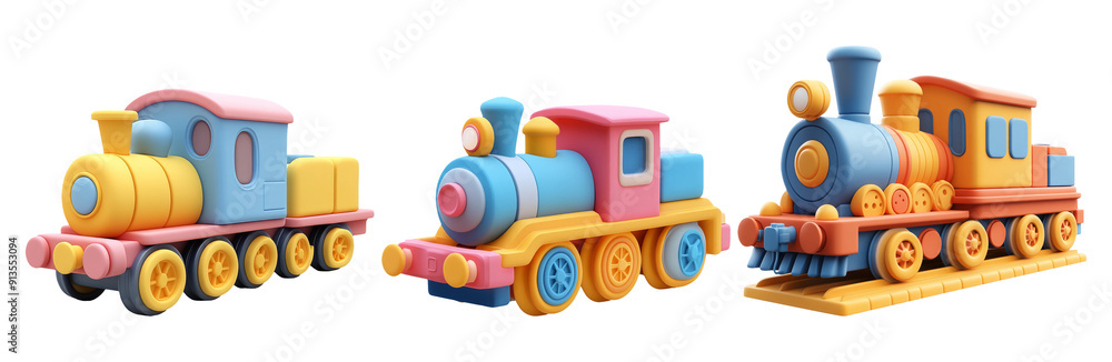 Toy Train Set Isolated On Transparent Background Toy Train Set Isolated On Transparent Background