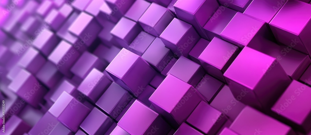 Dynamic abstract background showcasing a complex arrangement of 3D purple cubes with varied heights and hues Dynamic abstract background showcasing a complex arrangement of 3D purple cubes with varied heights and hues