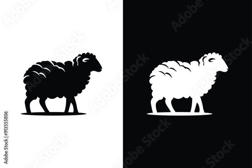 Sheep icon silhouette vector illustration. Sheep logo icon template black white