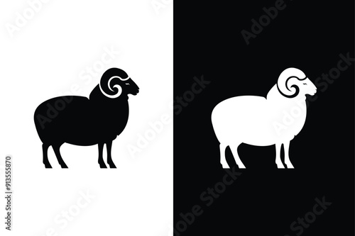Sheep icon silhouette vector illustration. Sheep logo icon template black white background.