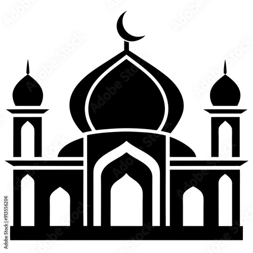 Islamic Mosque Logo Silhouette Vector art illustration