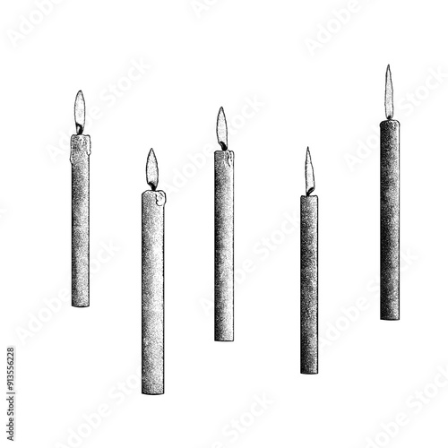 Candles hand drawing vector isolated on background.
