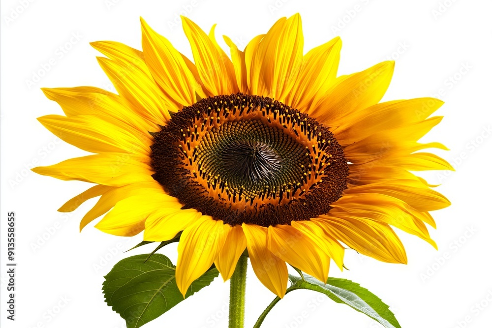 Obraz premium A single sunflower with a white background