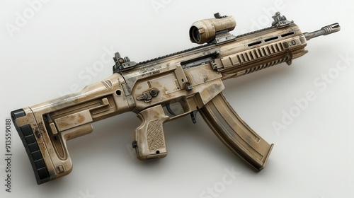 FN SCAR, 3D illustration, realistic, isolated on white background photo