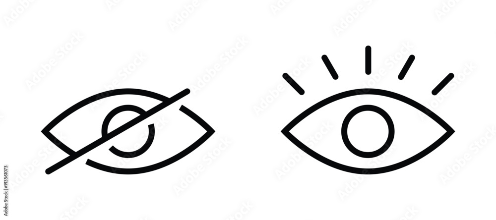 Obraz premium eye icon. show and hide symbol. incognito mode and watch icons for app, website ui. transparent png and vector illustration.