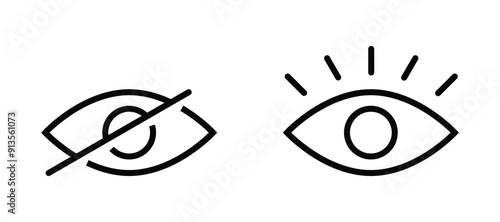 eye icon. show and hide symbol. incognito mode and watch icons for app, website ui. transparent png and vector illustration.