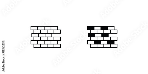 bricks set icon with white background vector stock illustration