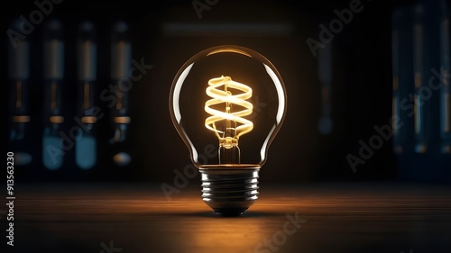 light bulb on dark background