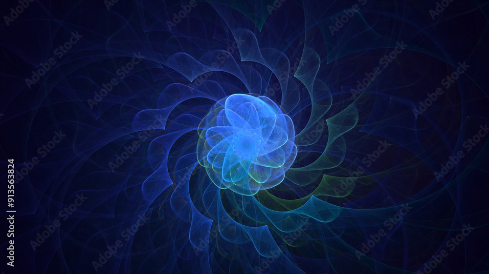 Obraz premium 3D rendering abstract multicolored fractal light background with bright center. Its not AI Generatd illustration.