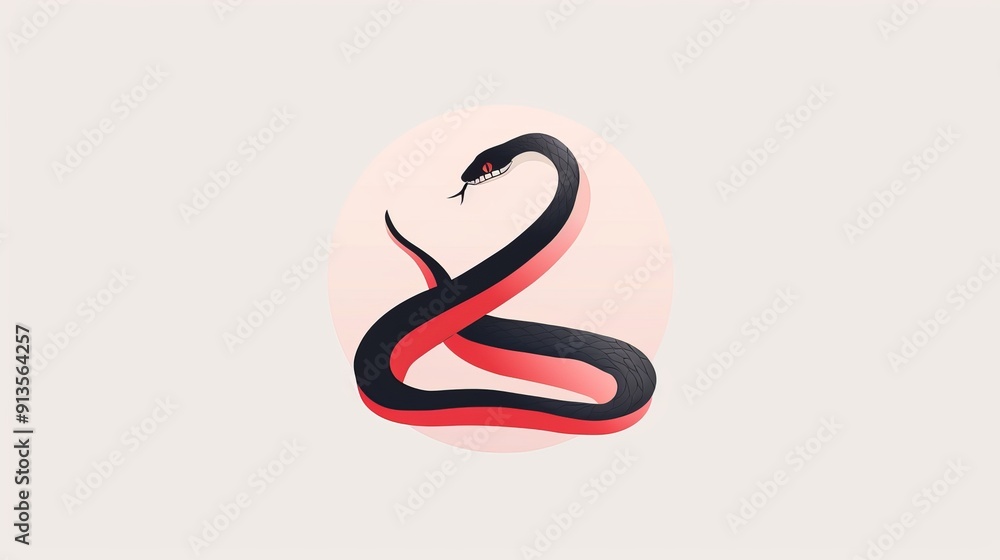 A snake coiled up, minimalist 2D vector illustration, clean lines, basic shapes, uncomplicated design, plain background A snake coiled up, minimalist 2D vector illustration, clean lines, basic shapes, uncomplicated design, plain background