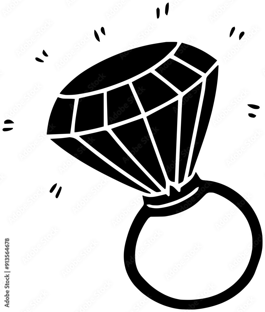 Fototapeta premium wedding illustration ring silhouette diamond logo jewelry icon gold outline luxury marriage hand love romantic woman engagement female finger shape jewellery bride romance for vector graphic