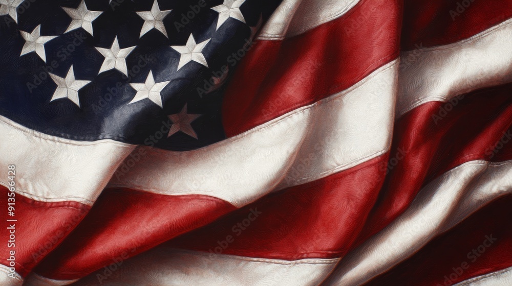 Tattoo of the American flag with hyper-realistic detail, emphasizing the folds and texture of the fabric, light reflections enhancing depth Tattoo of the American flag with hyper-realistic detail, emphasizing the folds and texture of the fabric, light reflections enhancing depth