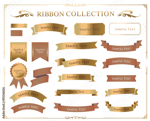 フラットデザインなリボンのイラスト素材