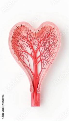 Crosssection of a healthy artery on solid white background, single object photo