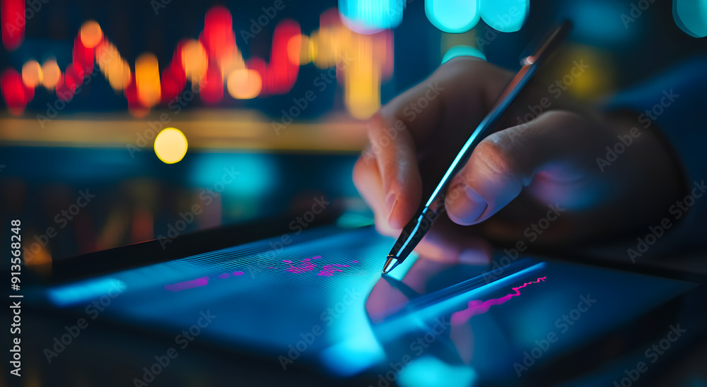 Businessman Using Tablet to Mock Trading on the Stock Market Businessman Using Tablet to Mock Trading on the Stock Market