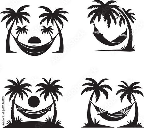 hammock silhouette, hammock icon, hammock vector, 