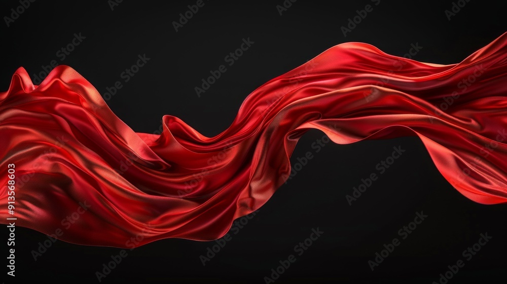 Concept of long flying red silk cloth on black background. Concept of long flying red silk cloth on black background.