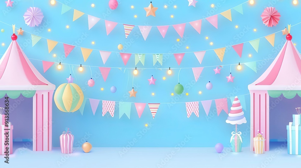Night carnival, slight grain texture, simple modern clean background, flat design illustration Night carnival, slight grain texture, simple modern clean background, flat design illustration