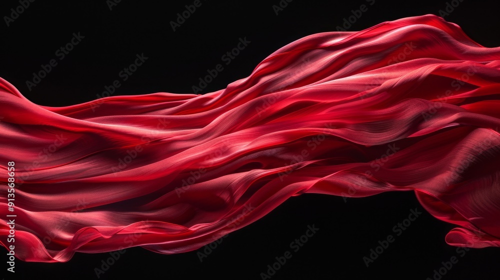 Concept of long flying red silk cloth on black background. Concept of long flying red silk cloth on black background.